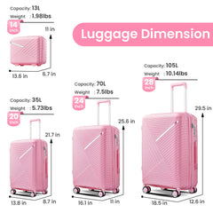 HAOYYE Luggage Sets 4 Piece(14/20/24/28), Expandable Lightweight Suitcase with 4 Double 360 Degrees Mute Spinner Wheels PP Materials Durable TSA Lock Travel Luggage Sturdy Space-Saving Heavy Duty Adults