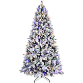 HAOYYE Artificial Flock Christmas Tree with PE/PVC Mixed Branch Tips, Hinged Premium Design and Foldable Base for Easy Assembly and Storage, Safe and Stable Indoor Holiday Decoration