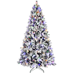 HAOYYE Artificial Flock Christmas Tree with PE/PVC Mixed Branch Tips, Hinged Premium Design and Foldable Base for Easy Assembly and Storage, Safe and Stable Indoor Holiday Decoration