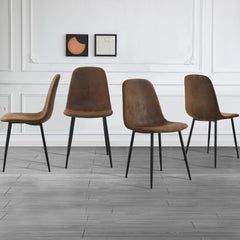 HAOYYEModern Mid-Century Style Restaurant Side Chairs with Cushioned Seats and Black Metal Legs, Comfortable for Kitchen, Dining Room, Lounge, and Farmhouse Use, Sturdy, Space-Saving, and Durable Design