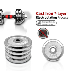 HAOYYE 44lbs Adjustable Dumbbell Set 3 in 1 Dumbbell and Barbell Kit with Metal Connecting Rod and Chromed Weight Plates Portable Gift Box for Home Gym Strength Training and Full Body Workouts