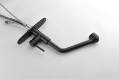 HAOYYE Matte Black Kitchen Faucets with Pull Down Sprayer, Single Handle Kitchen Sink Faucet with Pull Out Sprayer Sturdy Space-Saving Heavy Duty Modern Design Adults Dorm Room Easy Assembly