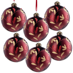 HAOYYE D3.9" Christmas Ball Ornaments, Glass Decorative Hanging Ball Christmas Tree Ornaments for Holiday Party Decorations, Set of 6 Sturdy Space-Saving Heavy Duty Modern Design Adults Dorm Room