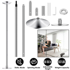HAOYYE Stripper Dance Pole 45mm Spinning and Static Fitness Pole with Adjustable Height Heavy Duty 551lbs Capacity Removable Portable Dancing Pole for Home Club Party and Gym Workouts