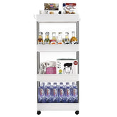 HAOYYE 4-Layer Mobile Multi-functional Storage Cart,Suitable for Kitchen, Bathroom, Laundry Room Narrow Place, Plastic and Stainless Steel, White soft cozy warm flannel fleece home decor luxury