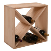 Haoyye 24 Bottle Modular Wine Rack, Stackable Solid Wood Wine Storage Cube for Kitchen, Dining Room, Bar or Wine Cellar, Burlywood Freestanding Organizer for Red Wine, Modern Rustic Space-Saving Display Shelf, No Tool Assembly Required