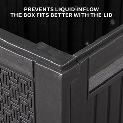 HAOYYE Black Outdoor Storage Deck Box Plastic Chest with Lockable Lid and Wheels Waterproof UV Resistant 90Gal Capacity for Garden Tools Patio Cushions BBQ Gear Garage Organization