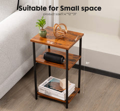 HAOYYE 3-Tier End Table Side Table with Adjustable Feet,Small Nightstand Space-Saving for Bedroom Living Room Office Sturdy Heavy Duty Modern Design Adults Dorm Room Easy Assembly Bedroom Furniture
