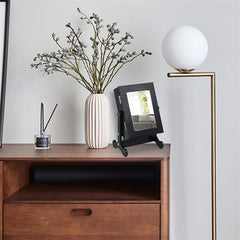 HAOYYE Small Black Mirror Jewelry Cabinet Organizer Armoire with Stand Countertop Storage Box for Rings Necklaces Earrings Makeup and Accessories Compact and Stylish Space-Saving Design for Bedroom or Vanity Table