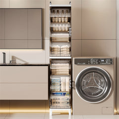 HAOYYE Small Narrow Storage Cabinet with Doors and Adjustable Shelves, Slim Waterproof Plastic Freestanding Organizer for Bathroom, Kitchen, Laundry Room, Bedroom, Space-Saving Skinny Cabinet for Gap Spaces