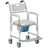 HAOYYE Gray Shower Commode Wheelchair Waterproof Rolling Over Toilet Chair with Padded Seat Comfortable and Durable Mobility Aid for Bathroom Use Easy Maneuverable with Sturdy Frame and Smooth Wheels