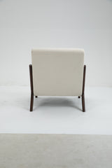 HAOYYE Mid Century Modern Accent Chair with Wood Frame, Upholstered Living Room Chairs with Waist Cushion, Reading Armchair for Bedroom Sunroom Sturdy Space-Saving Heavy Duty Modern Design Adults