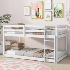 HAOYYE Solid Wooden, Solid Rubber Wooden Twin over Twin Loft Bed with Ladder, with Bed Platform of Strengthened Slats,White Sturdy Space-Saving Heavy Duty Modern Design Adults Dorm Room Easy Assembly