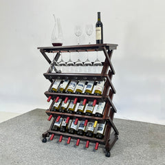 HAOYYE 26 Bottles Freestanding wine rack,Wine Storage Rack, Freestanding Display Rack for Kitchen, Pantry, Cellar,walnut Sturdy Space-Saving Heavy Duty Modern Design Adults Dorm Room Easy Assembly