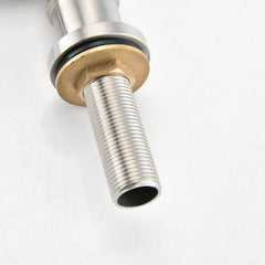 Haoyye Double Handle Bridge Kitchen Faucet with Side Sprayer, 360° Swivel High Arc Faucet with Dual Handle Control, Brushed Nickel SUS304 Stainless Steel Construction, Water-Saving Aerator, Modern Design for Home Kitchen, Easy to Install