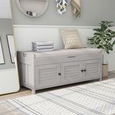 HAOYYE Storage Bench with 3 Shutter-shaped Doors, Shoe Bench with Removable Cushion and Hidden Storage Space (Gray Wash, OLD SKU: WF284226AAE) Sturdy Space-Saving Heavy Duty Modern Design Adults