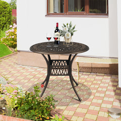 HAOYYE Round Top Courtyard Cast Aluminum Table, Durable and Elegant Outdoor Dining Table for Patio, Garden, or Balcony, Sturdy and Weather-Resistant, Easy to Clean and Maintain