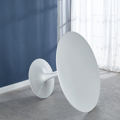 HAOYYE White Tulip Dining Table for 4-6 People, Mid-Century Modern Pedestal Table, Round MDF Top, Sturdy, Space-Saving, Heavy-Duty, Durable Design for Dining Room, Kitchen, or Living Room