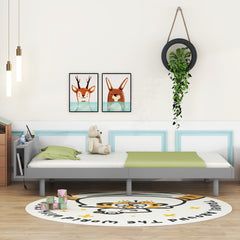 HAOYYE Modern Design Twin Size Platform Bed Frame with Built-in USB port for Grey Color Sturdy Space-Saving Heavy Duty Easy Assembly Durable Stylish Home Furniture Versatile