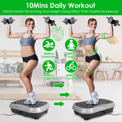 HAOYYE Black Vibration Exercise Machine with Resistance Bands and Remote Control Whole Body Vibration Platform for Home Fitness Training Weight Loss and Fat Burning
