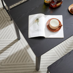 HAOYYE Dining Table Set with Bar Table and 2 Dining Benches, Kitchen Table Counter with Chairs, Industrial Style Breakfast Table for Living Room and Party Room, Sturdy Heavy Duty Design in Sleek Black for Home and Dorm Room Decor