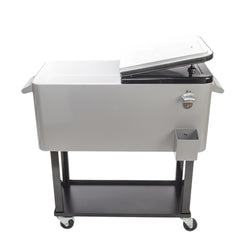 HAOYYE Iron Spray Cooler with Shelf, Durable and Environmentally Friendly Outdoor Cooler with Warm and Cooling Functions, Equipped with Directional Wheels and Bottom Tray for Easy Transport and Storage
