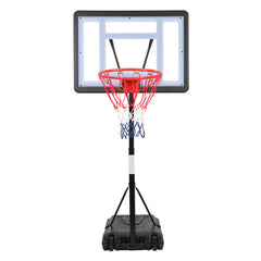 Haoyye Portable Basketball Stand with Adjustable Height, PVC Backboard, Adjustable Hoop for Outdoor Play, Durable Steel Frame, Easy to Assemble and Move, Perfect for Backyard or Outdoor Sports Activities