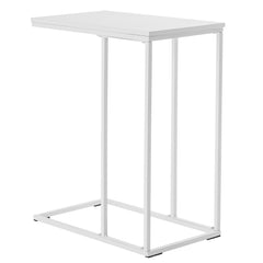 HAOYYE C-Type Single Layer MDF Iron Rectangle Side Table, White Triamine Finish, Soft Cozy Design, Premium Quality, Luxury Home Decor, Comfortable & Modern Accent Table for Living Room, Bedroom, Office, Decorative and Durable