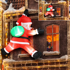 HAOYYE Red 4.9 FT Inflatable Christmas Santa Claus Decoration with Gift Bag, Lighted Outdoor Holiday Yard Decor with Built-In LED Lights, Hanging Blow Up Front Lawn Party Decoration, Festive Garden Ornament