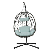HAOYYE Egg Chair with Stand Indoor Outdoor Wicker Hanging Basket Chair for Patio Balcony Bedroom Living Room Lounge Space Comfortable Swing Chair with Cushions and Sturdy Frame