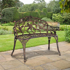 HAOYYE Cast Aluminum Outdoor Courtyard Decoration Park Leisure Rose Chair, Durable and Elegant Garden Chair with Rose Design, Perfect for Patio, Porch, or Garden, Comfortable and Stylish Seating