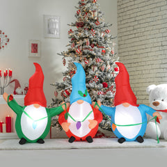 HAOYYE 6.6FT LED Lighted Christmas Inflatable Decoration Featuring Three Christmas Gnomes Elves, Funny Blow Up Yard Ornament for Front Yard Lawn Garden Outdoor Holiday Party Winter Decor