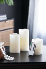 HAOYYE Set of 3 Ivory LED Candles with Remote Timer, L:D3X6" M:D3X5" S:D3X4" Sturdy Space-Saving Heavy Duty Modern Design Adults Dorm Room Easy Assembly Bedroom Furniture