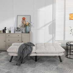 HAOYYE Cream Convertible Folding Modern sofa Bed Sturdy Space-Saving Heavy Duty Modern Design Adults Dorm Room Easy Assembly Bedroom Furniture