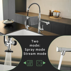 HAOYYE Commercial Kitchen Faucet with Pull Down Sprayer, Single Handle Single Lever Kitchen Sink Faucet Sturdy Space-Saving Heavy Duty Modern Design Adults Dorm Room Easy Assembly Bedroom Furniture