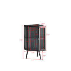 HAOYYE 22.25" Floor Coner Cabinet with Tempered Glass Door & Storage Shelves for Bathroom, Living Room, Bedroom (Black) Sturdy Space-Saving Heavy Duty Modern Design Adults Dorm Room Easy Assembly
