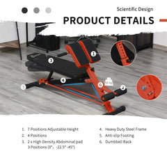 HAOYYE Multifunctional Sit Up Bench Home Fitness Equipment Red Adjustable Workout Bench for Abs Core Dumbbell Press Hyper Extensions Full Body Strength Training with Cushioned Support