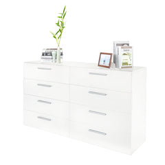 HAOYYE 8-Drawer Double Dresser for Bedroom, Wide Storage Cabinet for Living Room, Home Entryway or Hallway, Spacious White Modern Storage Solution, Stylish and Functional Furniture for Organized Home
