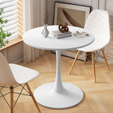 HAOYYE 32-Inch Round Dining Table with Modern MDF Tabletop, Durable Metal Base, Stylish and Versatile Design, Perfect as a Dining Table or Coffee Table for Small Spaces, Easy Assembly, Heavy Duty, Space-Saving