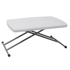 Haoyye Liftable Garden Plastic Table in White, Adjustable Height Outdoor Dining Table for Patio, Balcony, Backyard or Lawn, Lightweight and Weather Resistant Design, Easy to Clean and Perfect for Home or Commercial Use