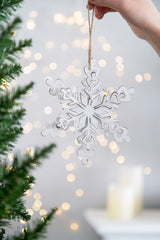 HAOYYE 6.3x1.8x6.7" Iron Snowflake Hanger, Decorative Hanging Ball Christmas Tree Ornaments for Holiday Party Decorations, Set of 6 Sturdy Space-Saving Heavy Duty Modern Design Adults Dorm Room