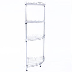 HAOYYE Fan-Shaped Carbon Steel Metal Assembly 4-Tier Storage Rack, Silver Gray, Soft Cozy Warm Flannel Fleece Home Decor, Luxury Comfortable Unique Design, Premium Quality Decorative Storage Unit for Living Room or Office