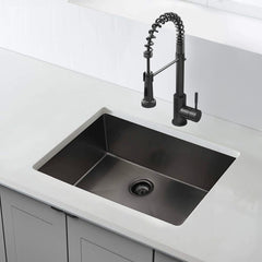 HAOYYE 32x19 inch Undermount Kitchen Sink 16 Gauge Stainless Steel Single Bowl Kitchen Sink Gunmetal Black Sturdy Space-Saving Heavy Duty Modern Design Adults Dorm Room Easy Assembly Bedroom Furniture
