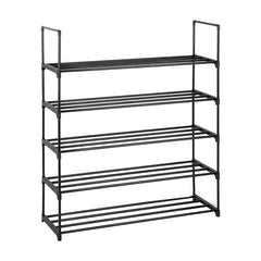 HAOYYE 5 Tiers Shoe Rack, Durable Storage Organizer for Bedroom, Entryway, Hallway, and Closet, Black Space-Saving Shoe Tower Shelf, Modern Design, Versatile Use, Premium Quality