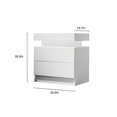 HAOYYE LED Nightstand Bedside Table Cabinet with 2 Drawers, Modern End Table for Bedroom, Sturdy Space-Saving Heavy Duty Construction, White, Ideal for Adults and Dorm Rooms, Easy to Assemble