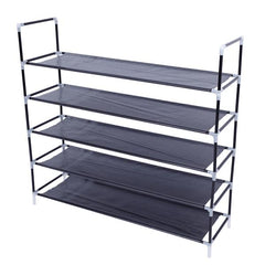 HAOYYE 5-Tier Non-Woven Fabric Shoe Rack with Handle, Black Shoe Storage Shelf for Bedroom, Entryway, or Closet, Durable and Space-Saving, Stylish Modern Design, Versatile and Convenient Organization Solution, Premium Quality Construction