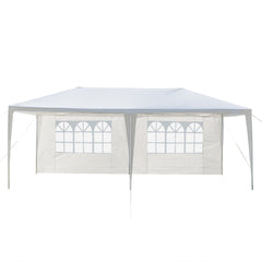 HAOYYE 20*10*8.5ft Four Sides Waterproof Outdoor Tent, White PE Canopy with Spiral Tubes and Sturdy Iron Frame, Large Portable Event Shelter for Party Wedding Camping Backyard, Easy Assembly Temporary Structure