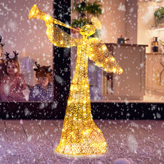 HAOYYE Angel Garden Decoration Warm White LED Cotton Thread Light Wrapped Around 4ft Angel with 130 LEDs 30V 3.6W Decorative Outdoor Indoor Holiday Yard Display