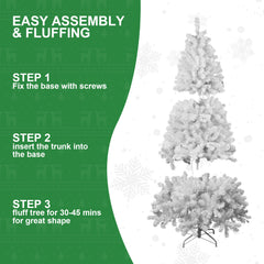 HAOYYE Premium 6ft White Artificial Christmas Tree With 760 PVC Branch Tips Hinged Foldable Metal Stand Flame Retardant Eco Friendly For Indoor Holiday Decor