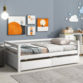 HAOYYE White Daybed with Two Storage Drawers, Sturdy Space-Saving Modern Design, Heavy Duty Construction, Easy Assembly for Adults and Dorm Rooms